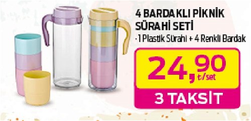 4 Bardaklı Piknik Sürahi Seti image