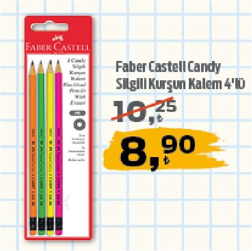 Faber Castell Candy Silgili Kurşun Kalem 4'lü image