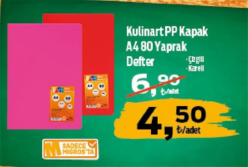 Kulinart PP Kapak A4 80 Yaprak Defter image