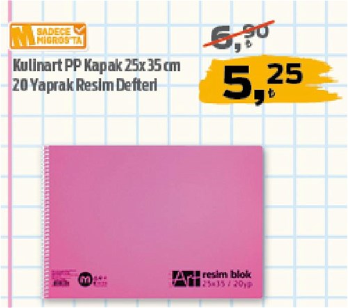 Kulinart PP Kapak 25x35 cm 20 Yaprak Resim Defter image