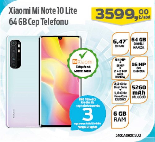 Xiaomi Mi Note 10 Lite 64 GB Cep Telefonu image