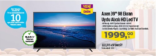 Axen 39" 98 Ekran Uydu Alıcılı Led Tv image