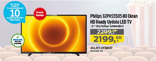 Philips 32PHS5505 80 Ekran HD Ready Uydulu Led Tv image