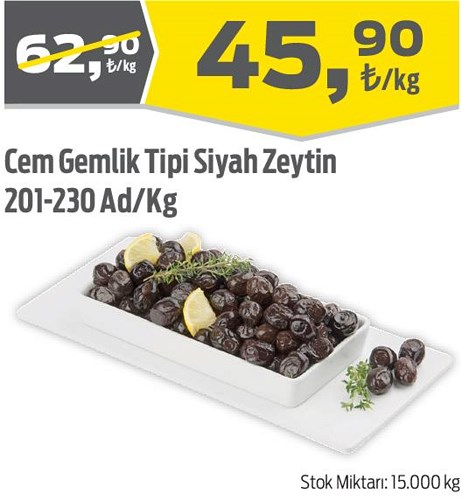 Cem Gemlik Tipi Siyah Zeytin 201-230 Ad/Kg image