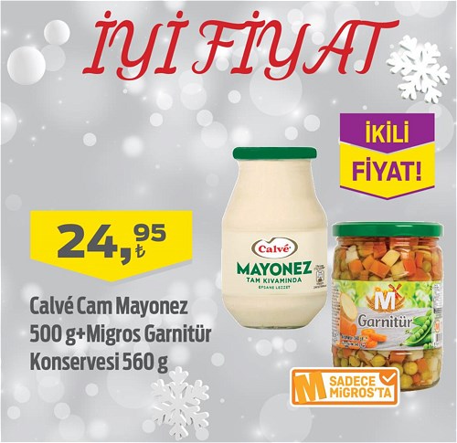 Calve Cam Mayonez 500 g+Migros Garnitür Konservesi 560 g image