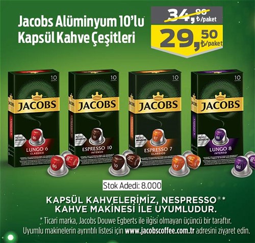 Jacobs Alüminyum 10'lu Kapsül Kahve Çeşitleri image