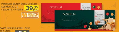 Patiswiss Bütün Sütlü Çikolata Çeşitleri 300 g image