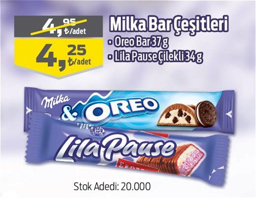 Milka Bar Çeşitleri Oreo Bar 37 g/Lila Pause Çilekli 34 g image