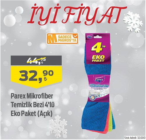 Parex Mikrofiber Temizlik Bezi 4'lü Eko Paket (Açık) image