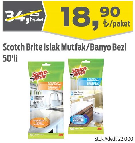 Scotch Brite Islak Mutfak/Banyo Bezi 50'li image