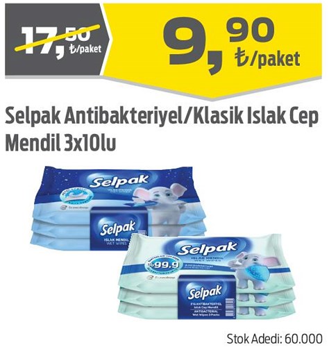 Selpak Antibakteriyel/Klasik Islak Cep Mendil 3x10'lu image