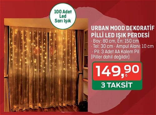 Urban Mood Dekoratif Pilli Led Işık Perdesi image