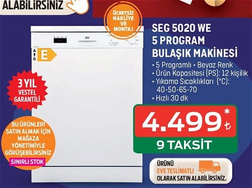 Seg 5020 WE 5 Program Bulaşık Makinesi image