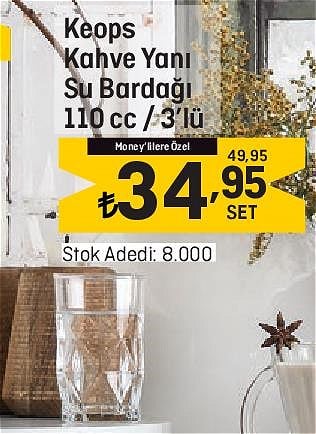 Lav Keops Kahve Yanı Su Bardağı 110 cc 3'lü image