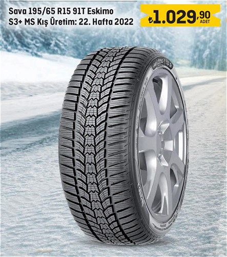 Sava 195/65 R15 91T Eskimo S3+ MS Kış Üretim:22. Hafta 2022 image