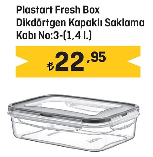 Plastart Fresh Box Dikdörtgen Kapaklı Saklama Kabı No:3-(1,4 l) image