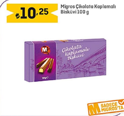 Migros Çikolata Kaplamalı Bisküvi 100 g image