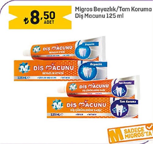 Migros Beyazlık/Tam Koruma Diş Macunu 125 ml image