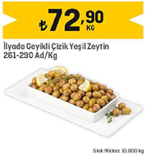 İlyada Geyikli Çizik Yeşil Zeytin 261-290 Ad/Kg image