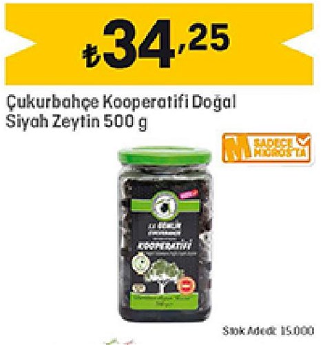 Çukurbahçe Kooperatifi Doğal Siyah Zeytin 500 g image