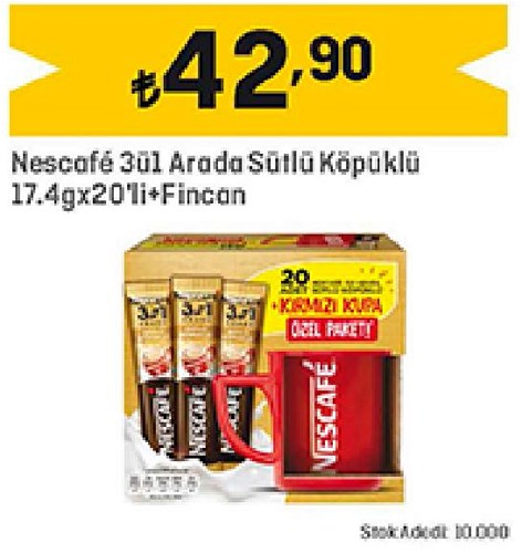 Nescafe 3ü1 Arada Sütlü Köpüklü 17.4 g x 20'li + Fincan image