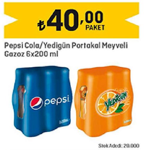 Pepsi Cola / Yedigün Portakal Meyveli Gazoz 6x200 ml image