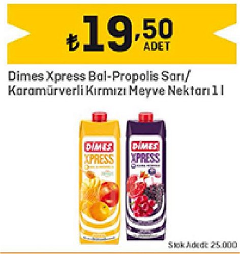 Dimes Xpress Bal-Propolis Sarı / Karamürverli Kırmızı Meyve Nektarı 1 L image