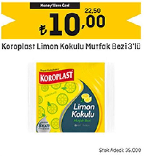 Koroplast Limon Kokulu Mutfak Bezi 3'lü image