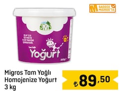 Migros Tam Yağlı Homojenize Yoğurt 3 kg image