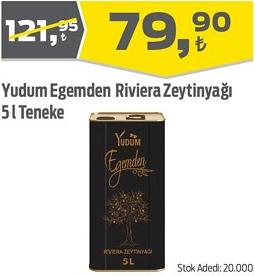 Yudum Egemden Riviera Zeytinyağı 5 l Teneke image