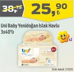 Uni Baby Yenidoğan Islak Havlu 3x40'lı image