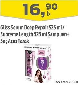 Gliss Serum Deep Repair 525 ml/Supreme Length 525 ml Şampuan+Saç Açıcı Tarak image