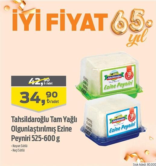 Tahsildaroğlu Tam Yağlı Olgunlaştırılmış Ezine Peyniri 525-600 g image
