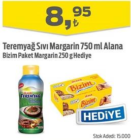 Teremyağ Sıvı Margarin 750 ml Alana Bizim Paket Margarin 250 g Hediye image
