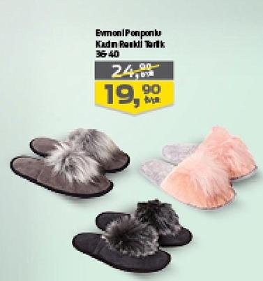 Evmoni Poponlu Kadın Renkli Terlik 36-40 image