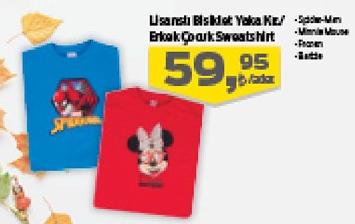 Lisanslı Bisiklet Yaka Kız Erkek Çocuk Sweatshirt image