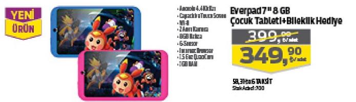 Everpad 7 inç 8 Gb Çocuk Tableti + Bileklik Hediye image