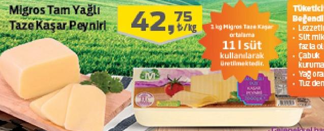 Migros Tam Yağlı Taze Kaşar Peyniri image