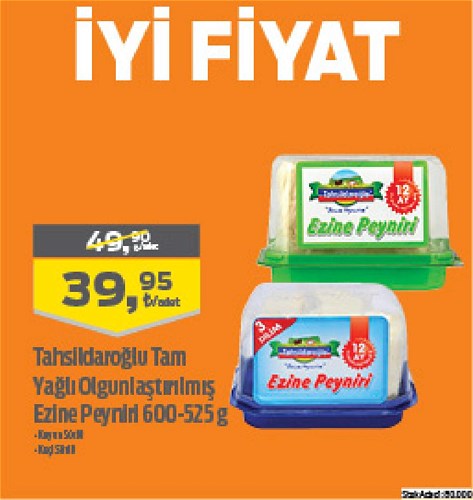 Tahsildaroğlu Tam Yağlı Olgunlaştırılmış Ezine Peyniri 600-525 g image