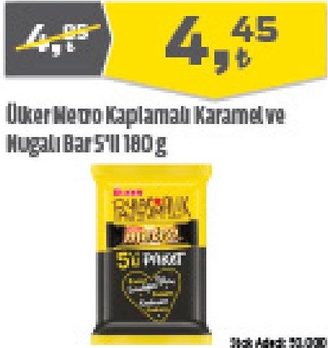 Ülker Metro Kaplamalı Karamel ve Nugalı Bar 5'li 180 g image