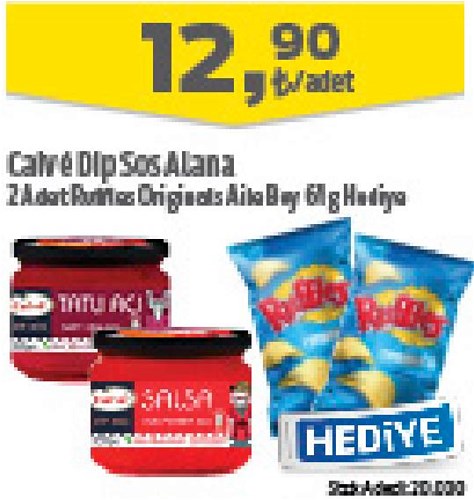 Calve Dip Sos Alana 2 Adet Ruffles Originals 61 g Aile Boy image