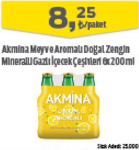 Akmina Meyve Aromalı Doğal Zengin Mineralli Gazlı İçecek Çeşitleri 6x200 ml image