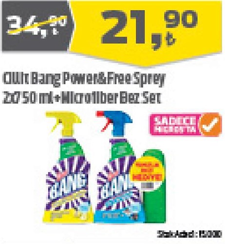 Cillit Bang Power&Free Sprey 2x750 ml + Microfiber Bez Seti image