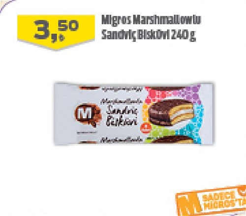 Migros Marshmallowlu Sandviç Bisküvi 240 g image