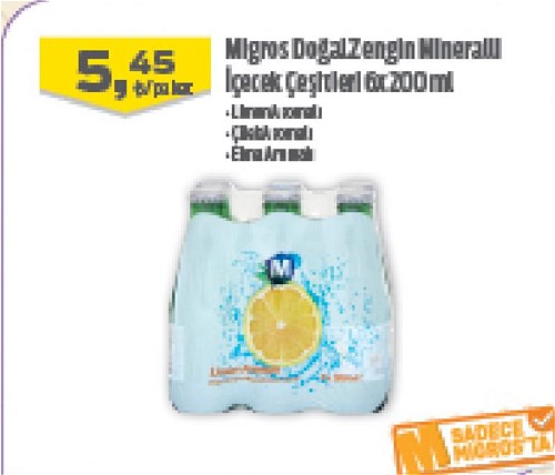 Migros Doğal Zengin Mineralli İçecek Çeşitleri 6x200 ml image