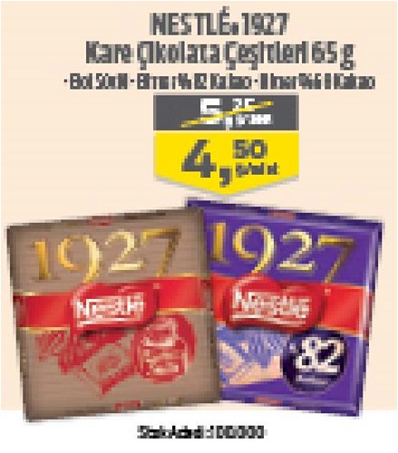 Nestle 1927 Kare Çikolata Çeşitleri 65 g image