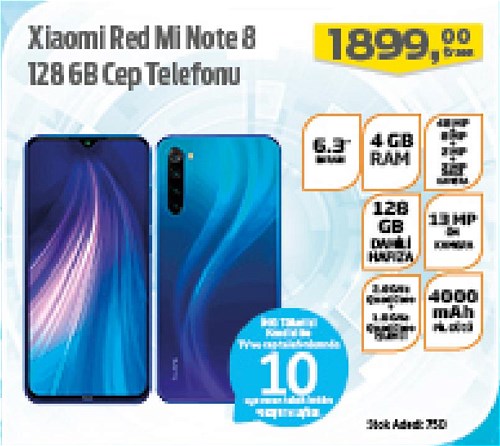 Xiaomi Red Mi Note 8 128 Cep telefonu image