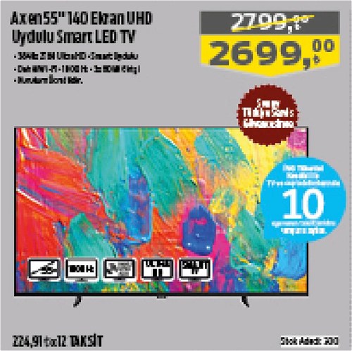 Axen 55" 140 Ekran Uhd Uydulu Smart Led Tv image