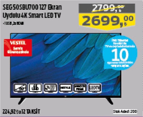 Seg 50SBU700 127 Ekran Uydulu 4K Smart Led Tv image