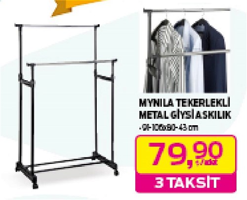 Mynila Tekerlekli Metal Giysi Askılık image